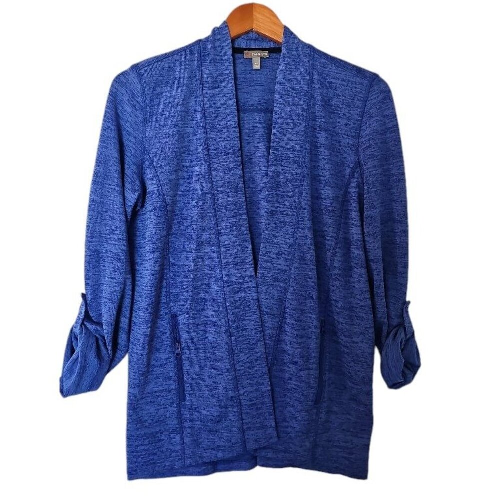 T By Talbots Jacket Blue Size Xs Open Front Sweat… - image 2